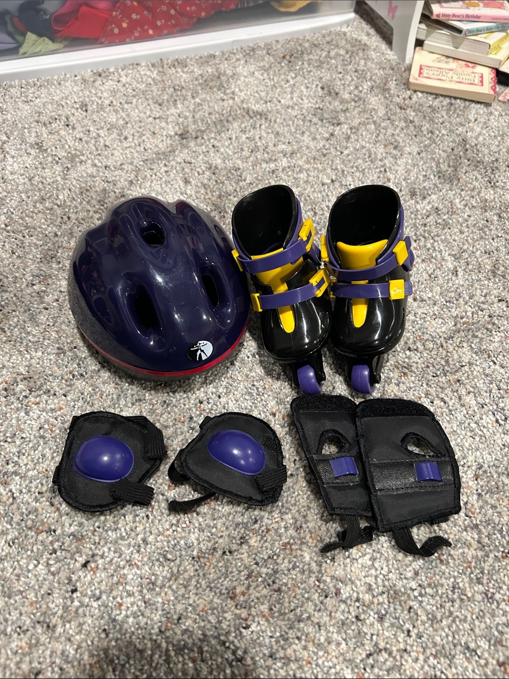 American Girl Purple and Yellow Roller Skate Safety Set